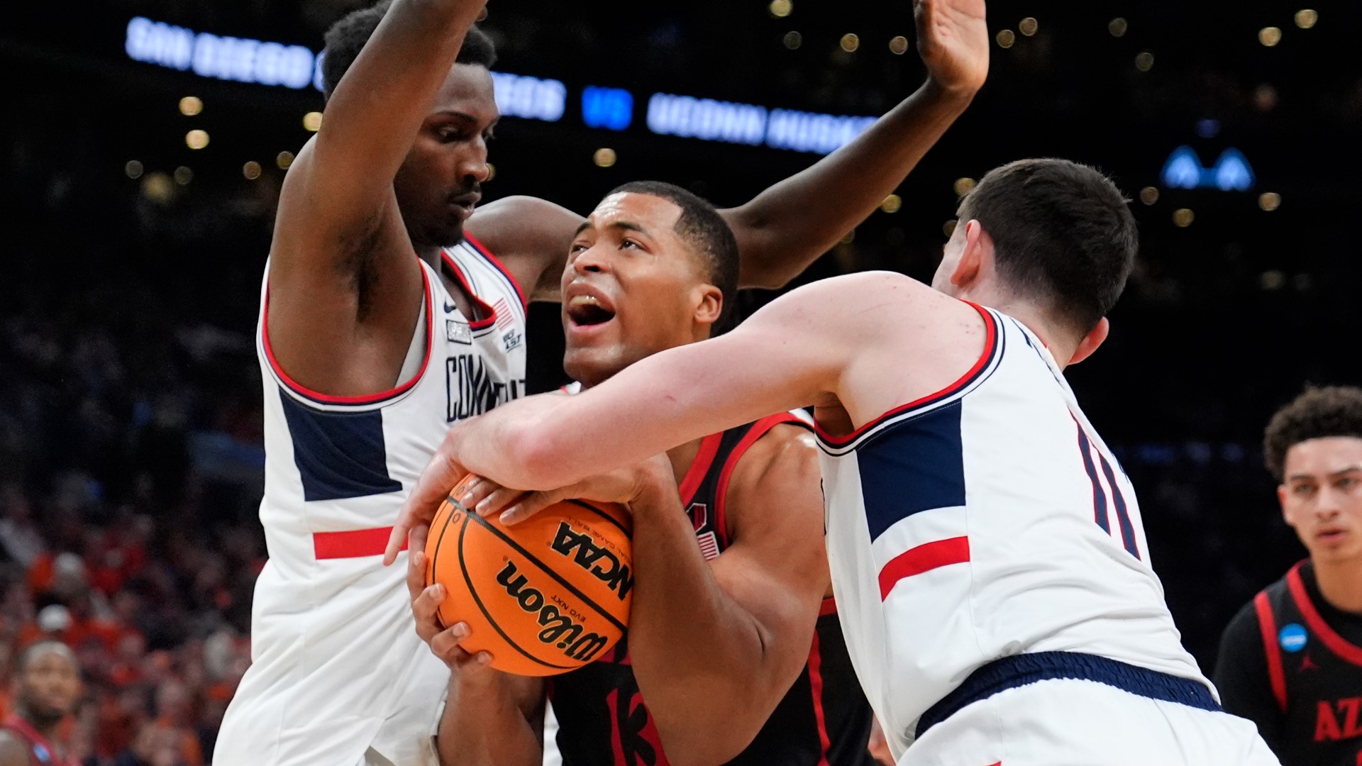 The Aztecs' hopes for another Final Four run ends with a loss to UConn, the second year in a row the Huskies have ended the Aztecs season.